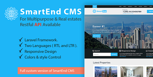Download SmartEnd CMS for multipurpose & real estate with Restful API Nulled