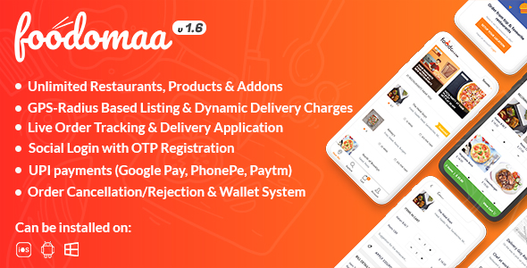 Download Foodomaa – Multi-restaurant Food Ordering, Restaurant Management and Delivery Application Nulled 