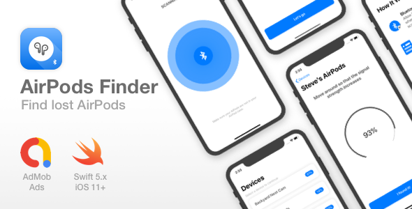 Download AirPods Finder – Locate lost Bluetooth Devices – Full iOS app Nulled 