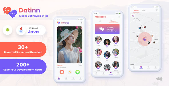 Download Datinn – Android Dating App UI Design Template Kit Nulled 
