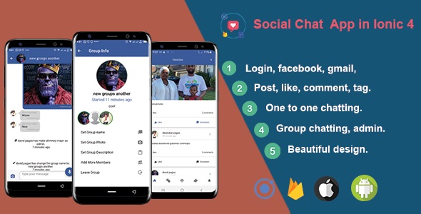 Download Social Chat – Ionic 4 Real-Time Firebase Nulled 