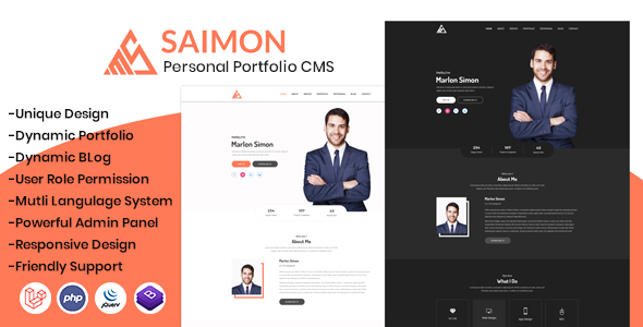 Download Saimon – Portfolio/CV/Resume CMS Nulled 