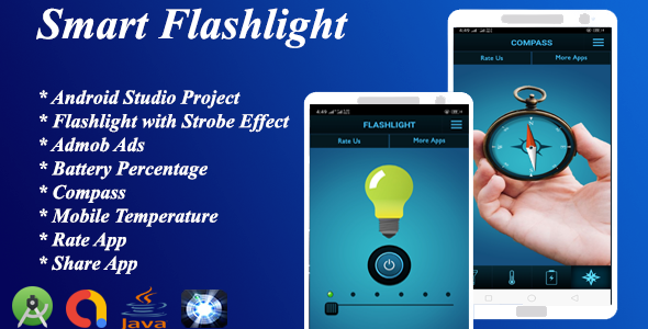Download Smart Flashlight + Strobe Effect With Battery Percentage + Temperature + Composs Nulled 