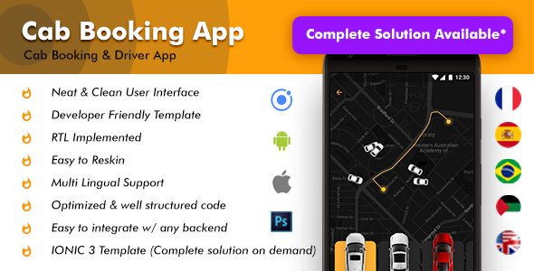 Download Cab Booking Android + iOS App Template | 2 Apps Rider + Driver | Taxi App Qcabs | HTML + CSS IONIC 3 Nulled 