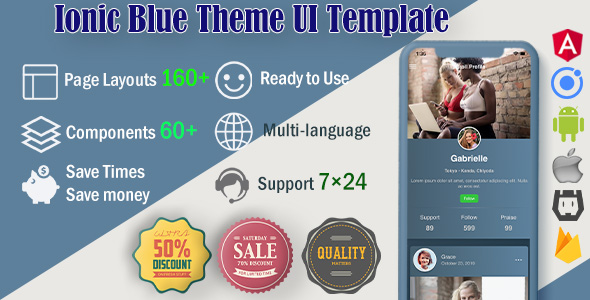 Download Ionic 5 / Angular 8 UI Blue Theme / Template App | Starter App Nulled 