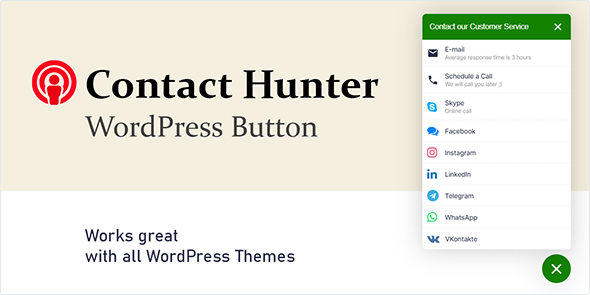 Download Contact Hunter WordPress Button — Facebook Messenger, WhatsApp, Skype, callback and more.. Nulled 