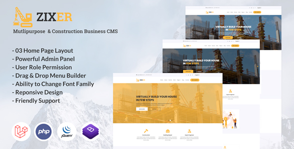 Download Zixer – Multipurpose Website & Construction Business Company CMS Nulled 
