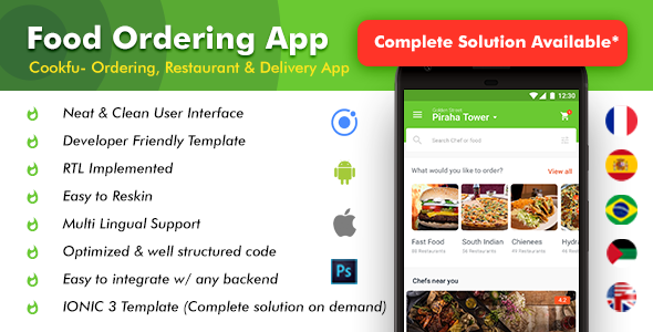 Download Food Delivery App & Food Ordering App|Android + iOS App Template|3 Apps| Multi Restro Cookfu (IONIC) Nulled 