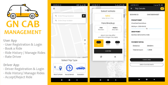 Download GN Cab Management – Ionic Cab Booking, Taxi Booking Android & iPhone App, PHP Codeigniter Nulled 