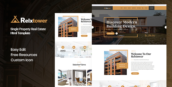 Download Relxtower – Single Property Real Estate  HTML Template Nulled 
