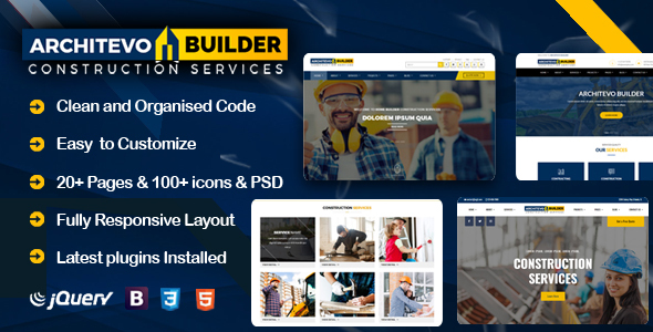 Download Architevo Builder Construction HTML5 Bootstrap Templates Nulled 