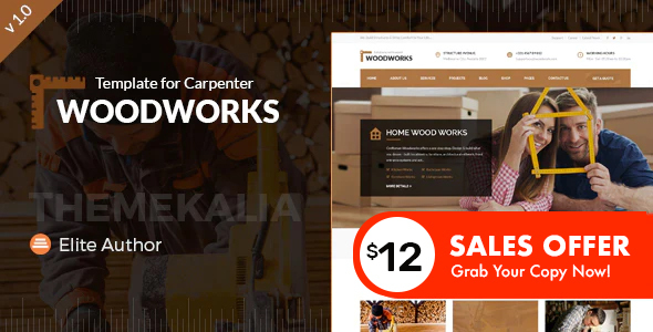 Download Wood Works – Carpenter and Craftsman Business HTML Template Nulled 