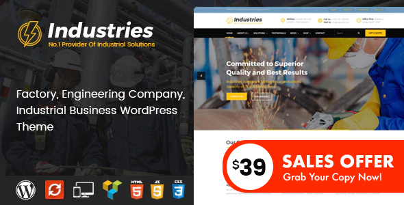 Download Industries – Factory and Industrial Business WordPress Theme Nulled 