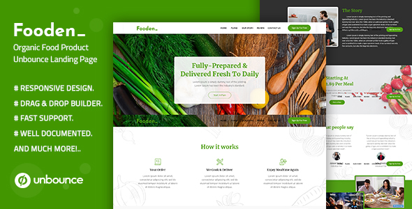 Download Fooden — Unbounce Food Product Landing Page Template Nulled 