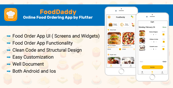 Download FoodDaddy-Online Food Ordering App By Flutter Nulled 