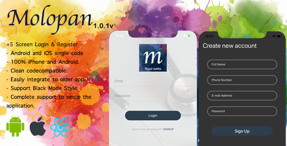 Download Molopan | React native Login & Register Nulled 