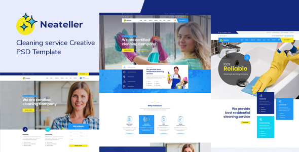 Download Neateller – Cleaning Services PSD Template Nulled 