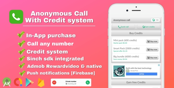 Download Anonymous Call – Android Free Calling App With in-app purchase & Credit system Nulled 