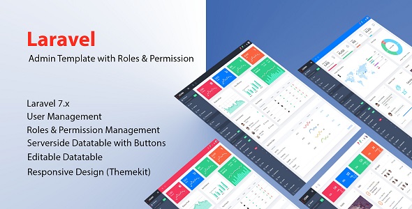 Download Laravel Admin Template + Roles & Permission + Editable Datatables Nulled 