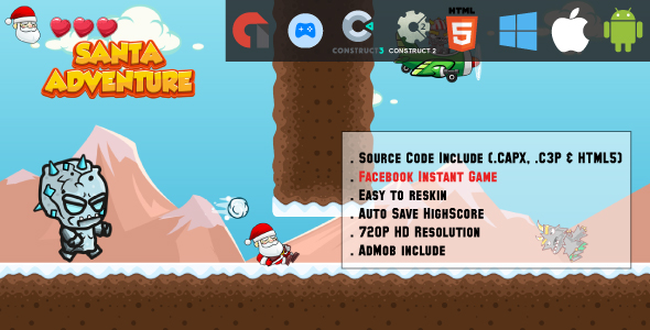 Download Santa’s Adventure – HTML5 Game – Mobile, Facebook Instant Game & Web (HTML5, CAPX & C3P) Nulled 