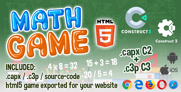 Download Math Game HTML5 – Construct 2 & 3 (.capx + .c3p + source-code) Nulled 