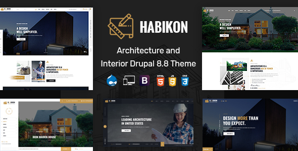 Download Habikon – Architecture & Interior Drupal 8.8 Theme Nulled 
