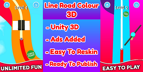 Download Line Road Colour 3D Game Unity Source Code (Template) With Ads Integrated Nulled 