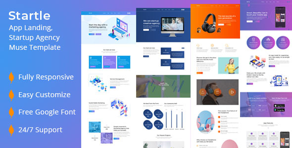 Download Startle-App Landing Startup Agency Muse Template Nulled 