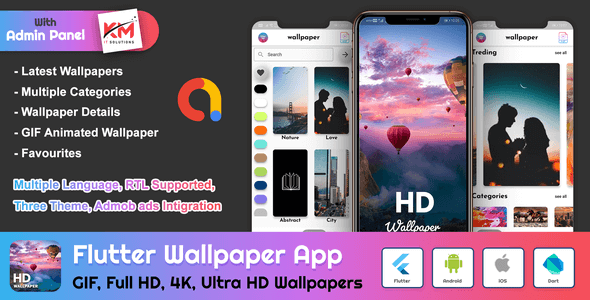 Download Flutter HD Wallpapers App With Admin Panel Nulled 