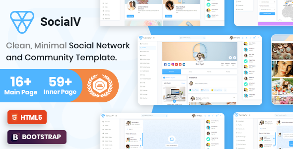 Download SocialV – Minimal Social Network & Community Admin Template Nulled 