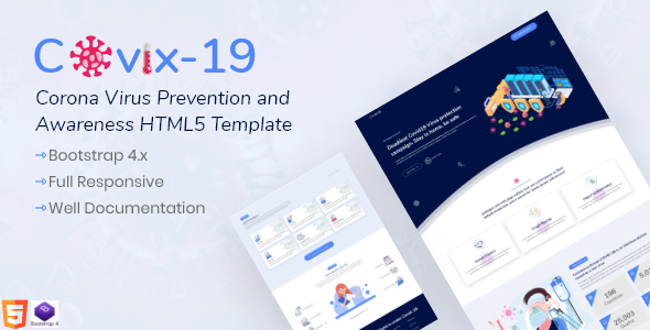 Download Covix-19 | Corona Virus Prevention and Awareness Template Nulled 