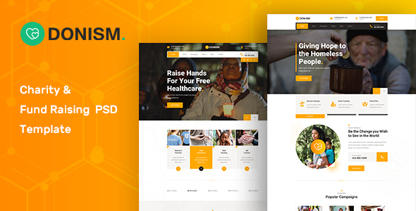 Download Donism – Nonprofit Charity PSD Template Nulled 