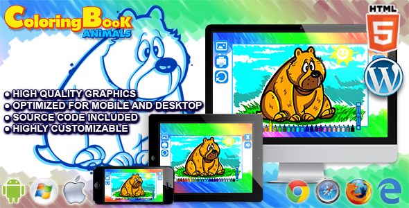 Download Html5 Coloring Book : Animals – HTML5 Game Nulled 