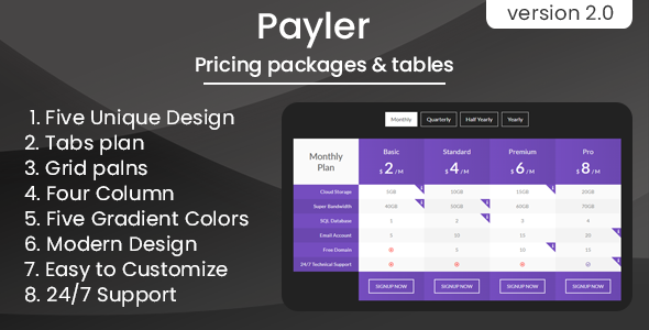 Download Payler – Pricing Packages & Tables Nulled 