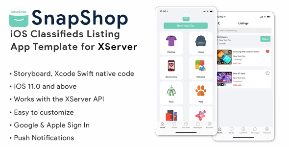 Download SnapShop iOS | Classifieds Listings App template [for XServer] Nulled 