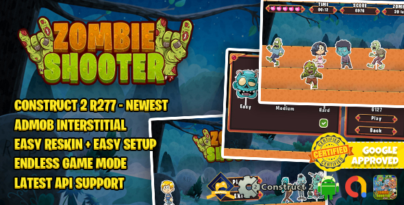 Download ZOMBIE SHOOTER CONSTRUCT 2 + ADMOB + LATEST API SUPPORT + EASY RESKIN Nulled 