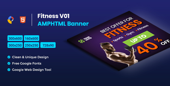 Download Fitness AMPHTML Banners Ads Template -V01 Nulled 