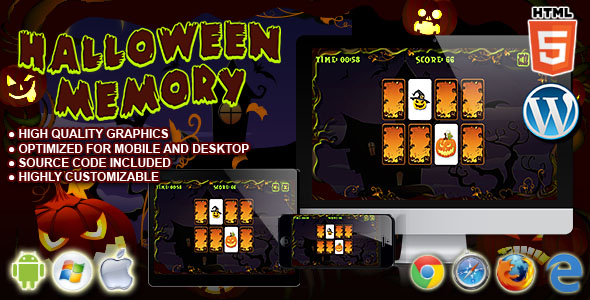 Download Halloween Memory – HTML5 Puzzle Game Nulled 