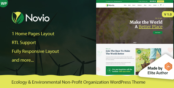Download Novio – Charity Ecology WordPress Theme Nulled 
