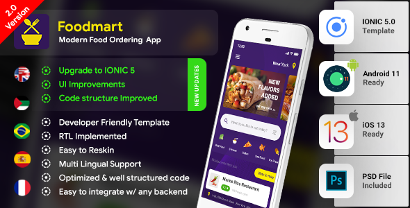 Nulled Food Delivery | Food Ordering Android + iOS App Template| 3 Apps| Food App | IONIC 5 | Foodmart free download
