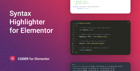 Download Coder – Syntax Highlighter for Elementor Nulled 