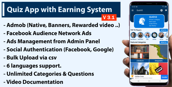 Download Quiz App with Earning System + Admin Panel Nulled 