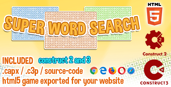 Download Super Word Search HTML5 Game – Construct 2 & 3 Source Code Nulled 