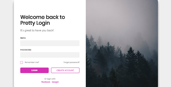 Download Pretty Login – Responsive HTML/CSS/JS Login form (PLUS: React.js component included) Nulled 