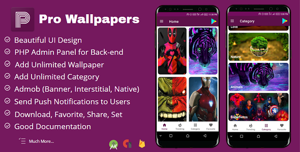 Download Pro Wallpapers Android App with Admin Panel Nulled 