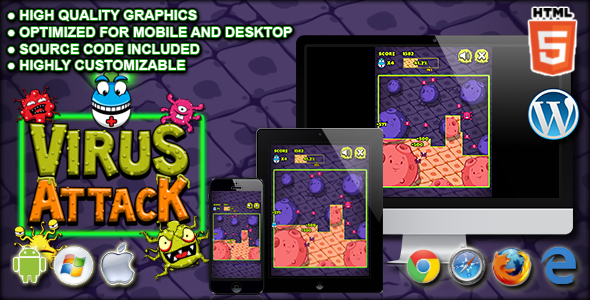 Download Virus Attack – HTML5 Arcade Game Nulled 