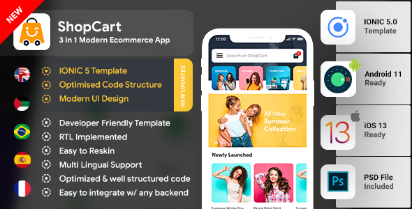 Download eCommerce Android App Template + eCommerce iOS App Template|3 Apps| IONIC 5 | ShopCart Nulled 