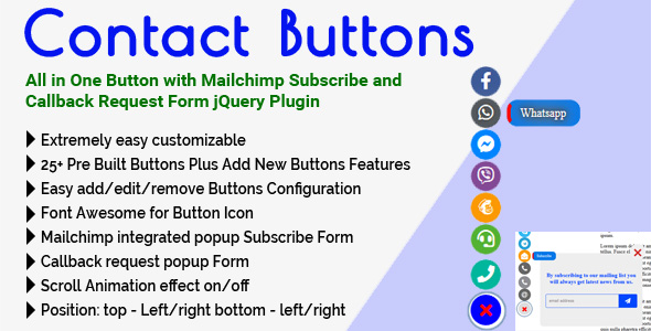 Download Contact Buttons – All in One Button with Mailchimp Subscribe and Callback Request Form jQuery Plugin Nulled 