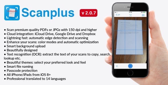 Nulled [White Label] Scanplus PRO – iOS PDF Document Scanner App free download