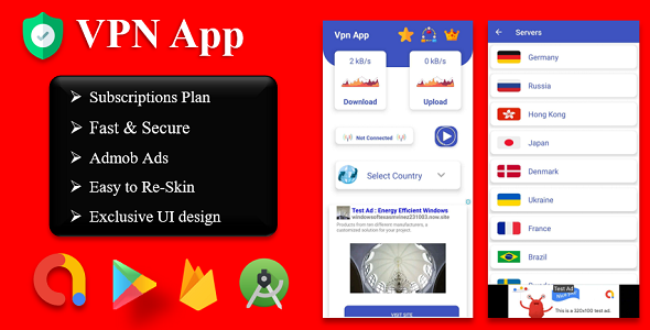 Download Fast Pro VPN App unblock Proxy | In App Purchase | High Secure VPN | Admob Ads Nulled 